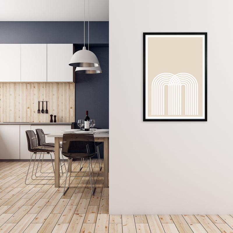 Art Deco Neutral Original A1 White Frame