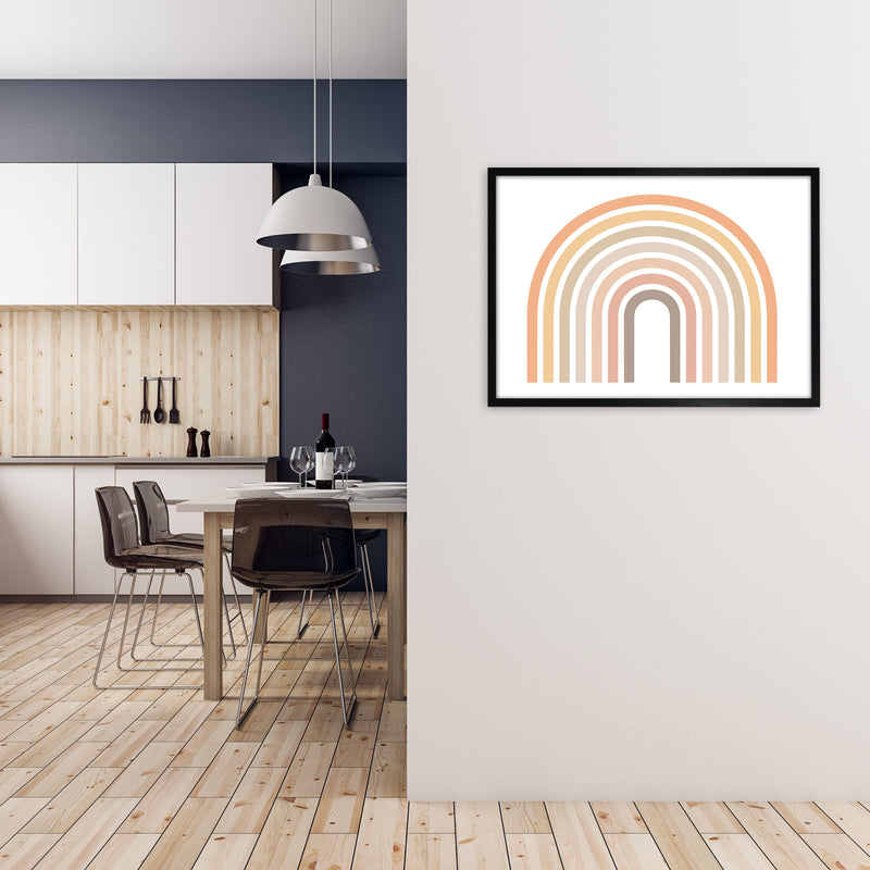 Muted Rainbow Horizontal Original A1 White Frame