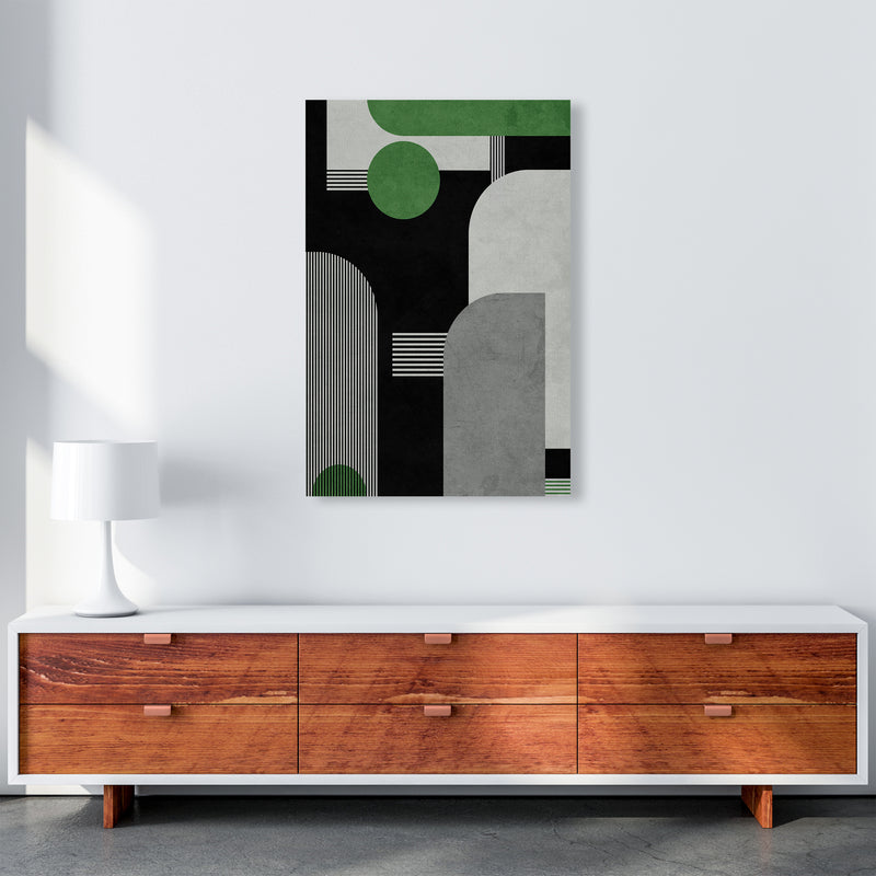 Mid Century Green Black Block Prints Set of 2 A A1 Canvas