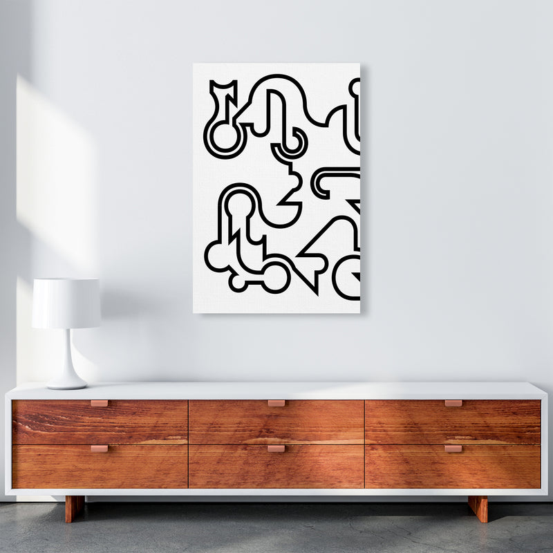 Abstract Black and White Minimal Line Left Art Print by Print Punk Studio A1 Canvas