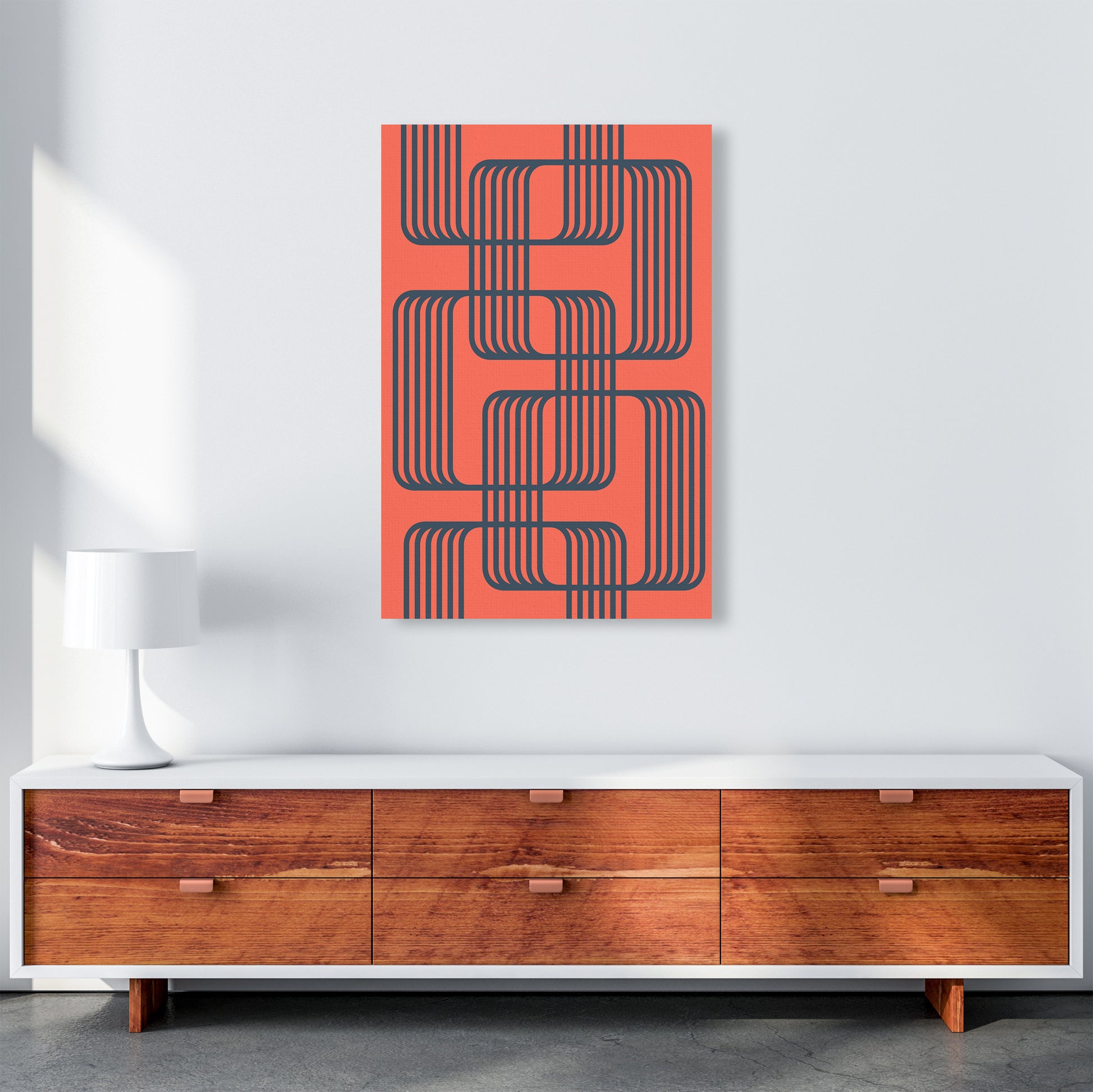 Blue and Red Geometric Wall Art Print B A1 Canvas