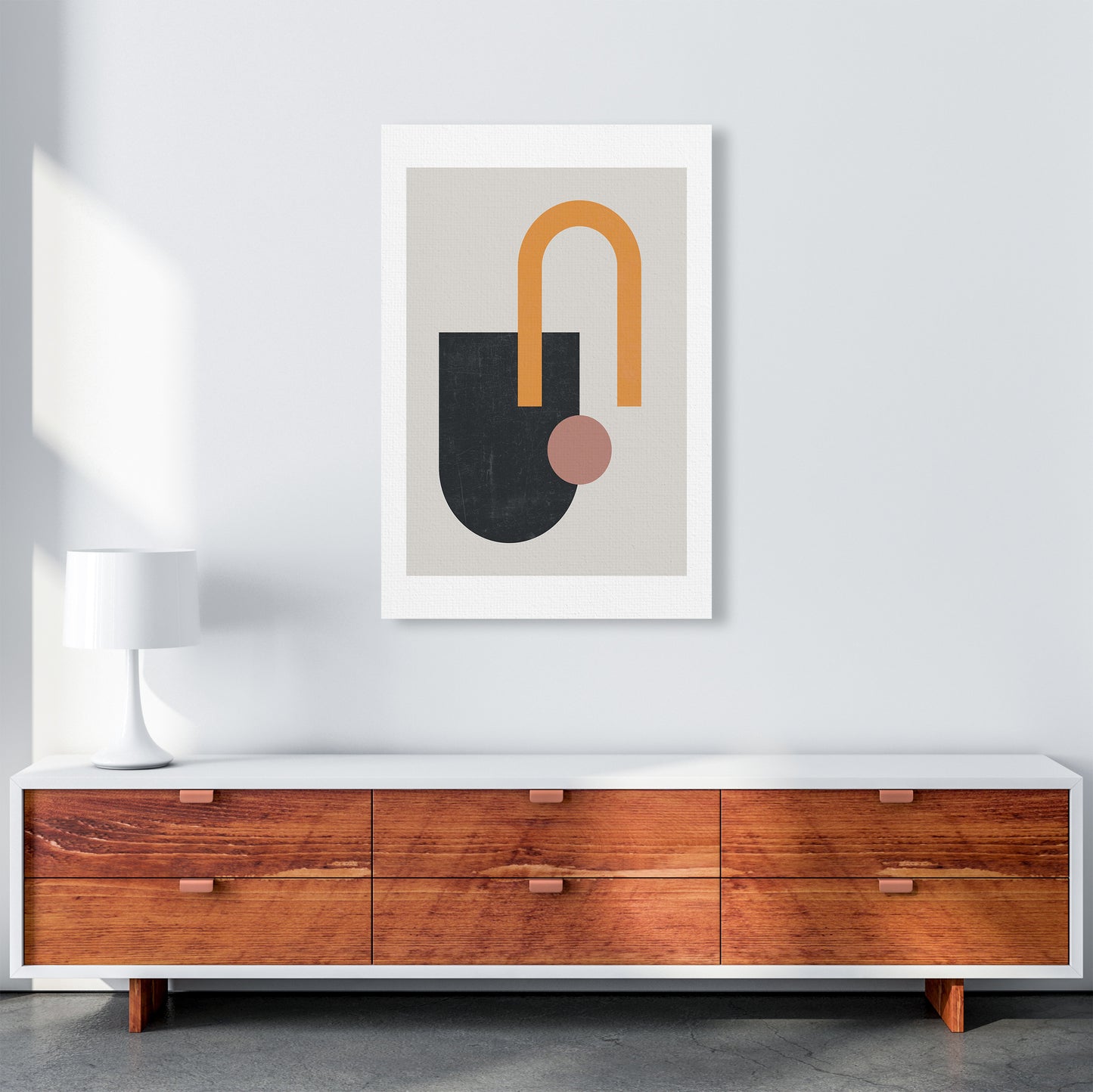 Mid Century Shapes Wall Art Print A A1 Canvas