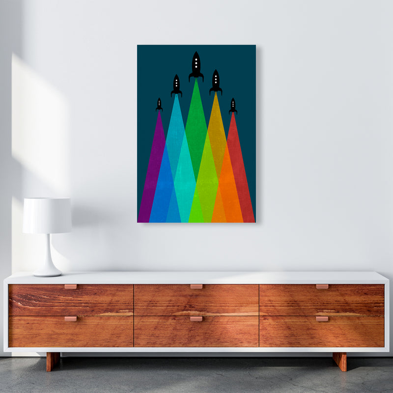 Rainbow and Navy Rocket B A1 Canvas