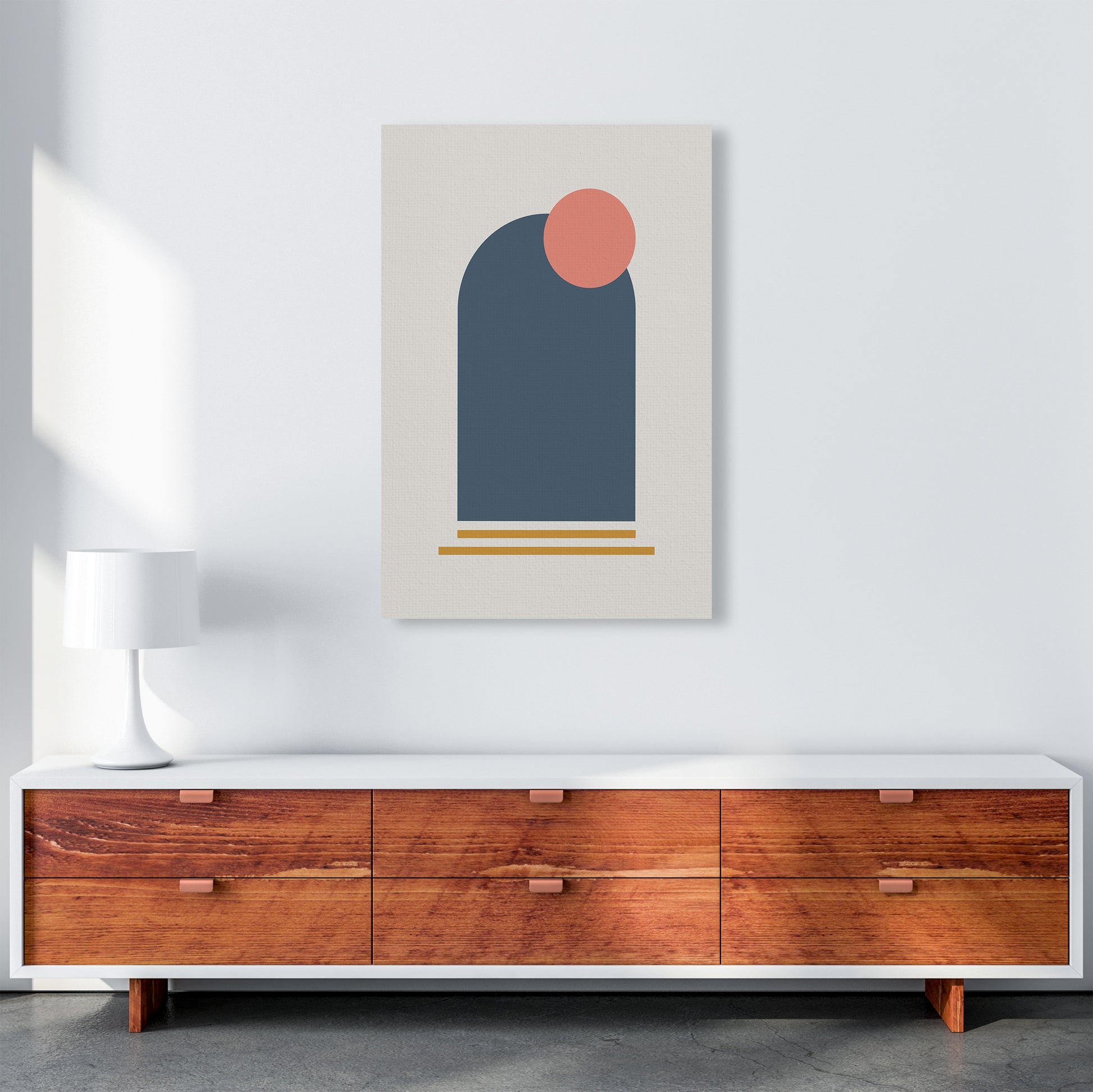 Mid Century Modern Prints on Grey F A1 Canvas