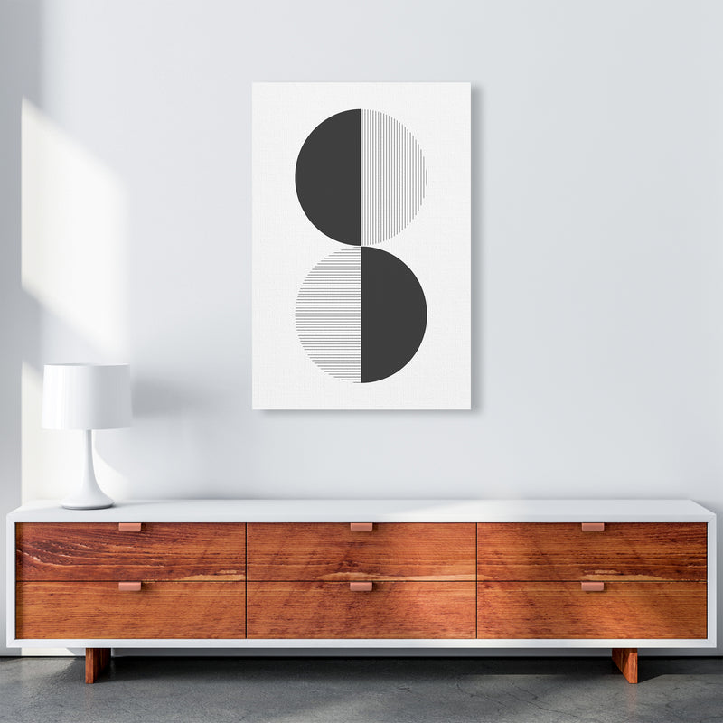 Black and White Geometric Circles A1 Canvas