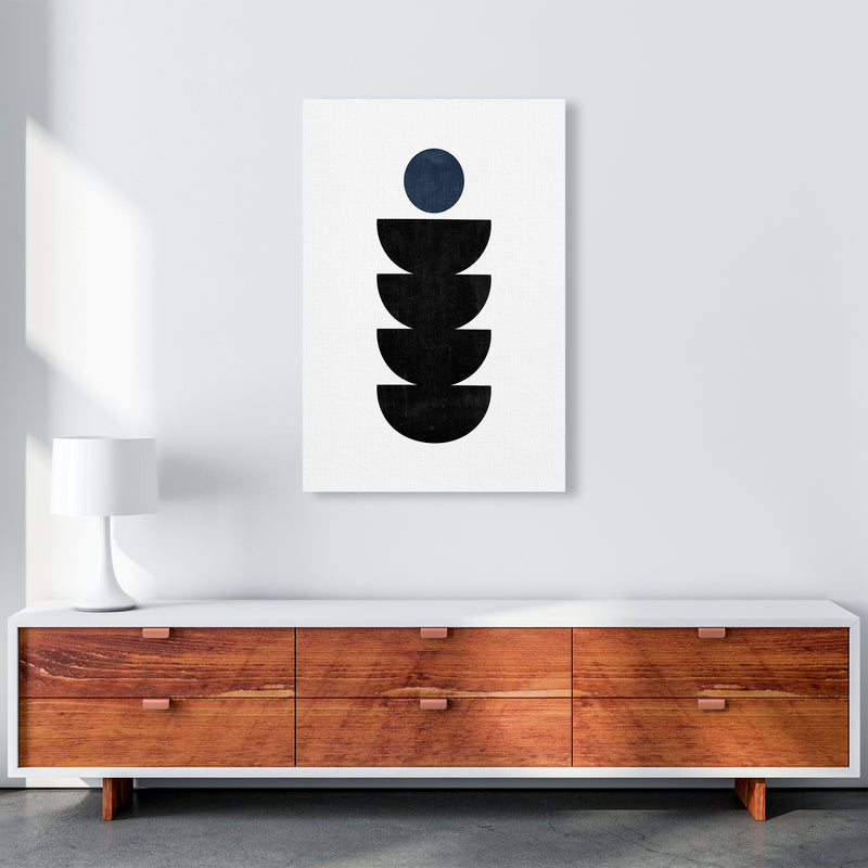 Mid Century Shapes Navy Dot A1 Canvas