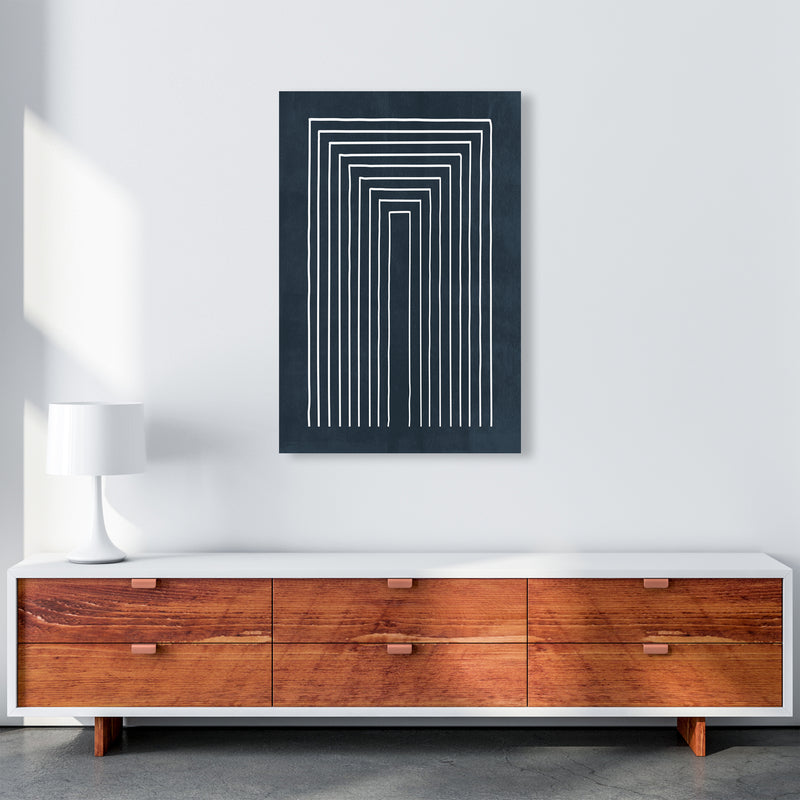 Lino Style Blue Geometric Lines A1 Canvas