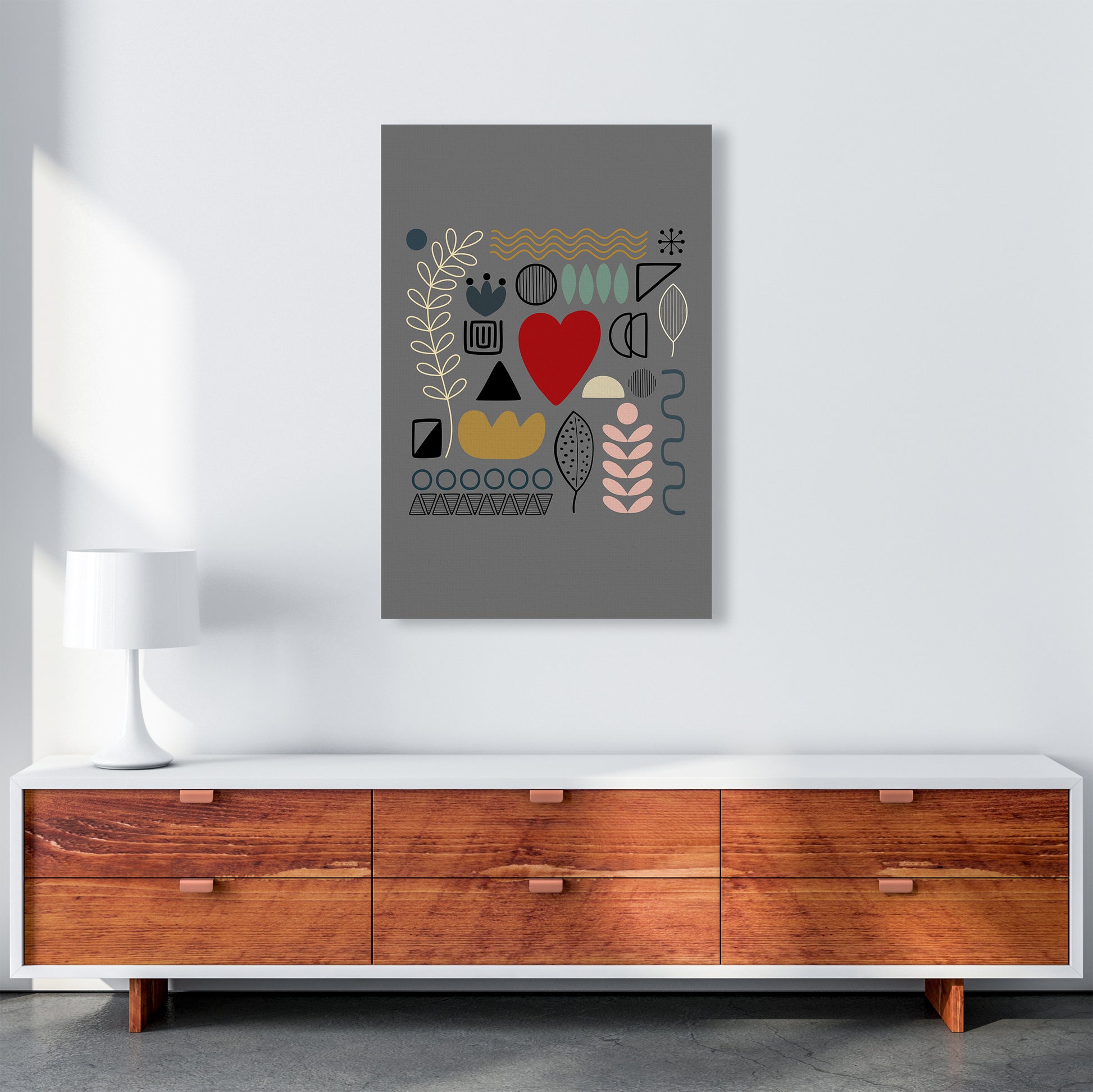 Scandnavian Shapes on Grey Original A1 Canvas