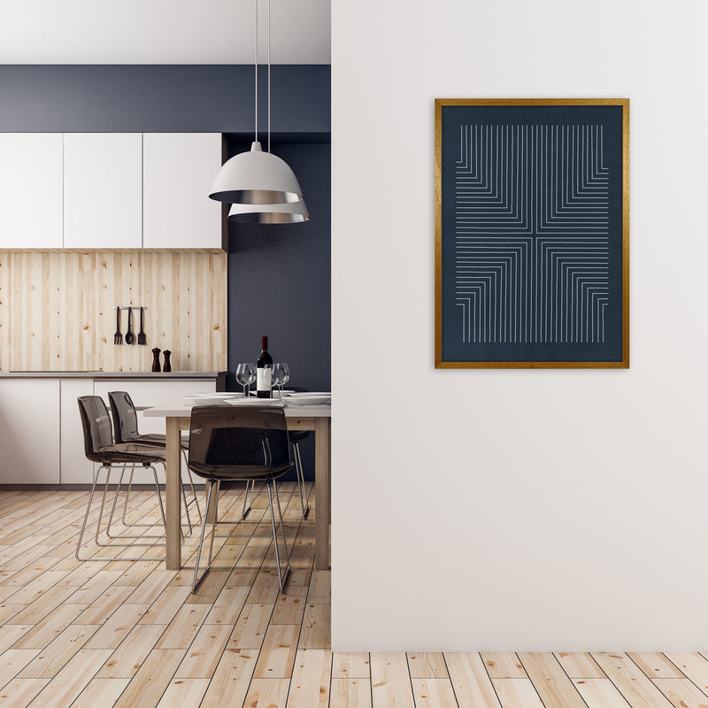 Mid Century Geometric Blue Original A1 Print Only