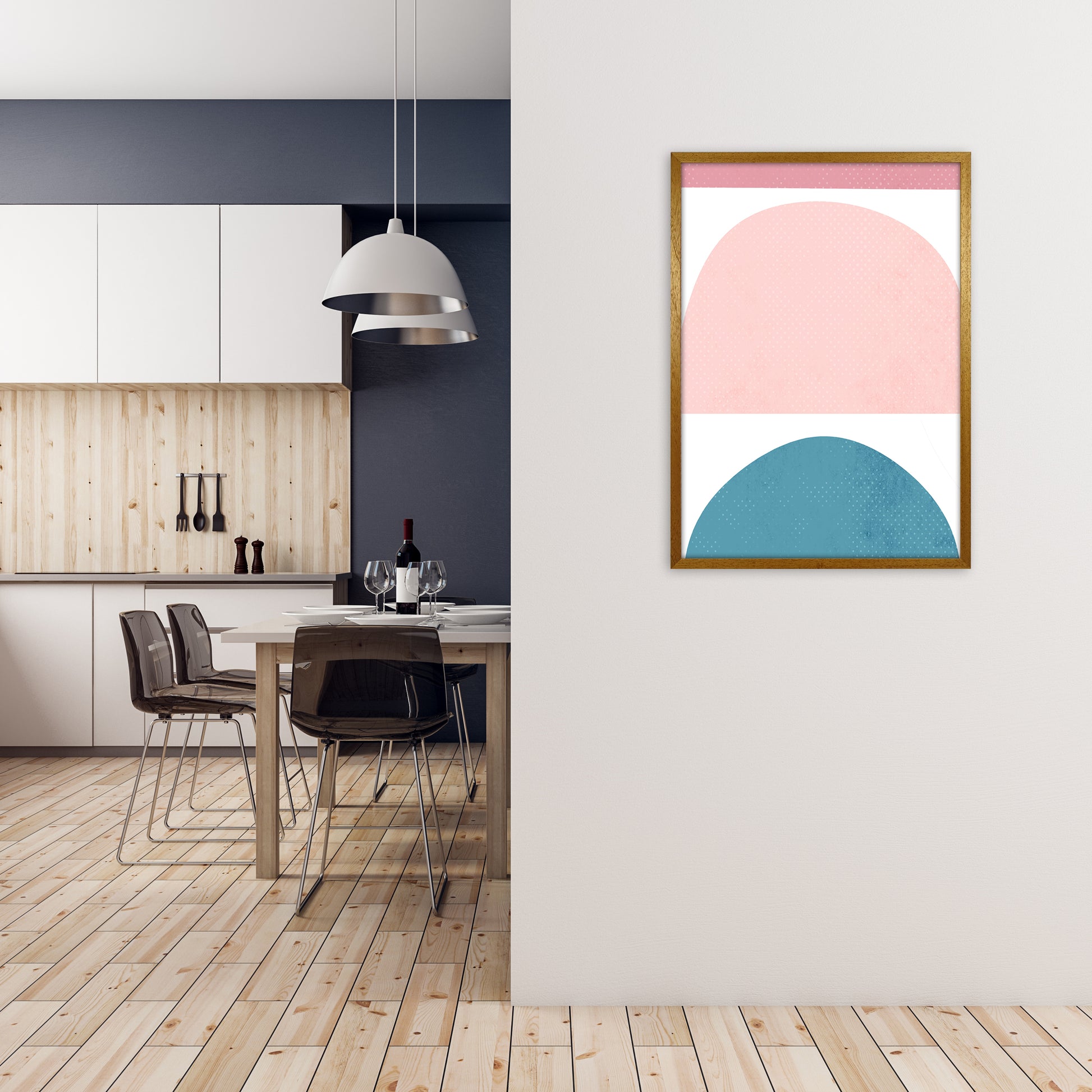 Abstract Blue and Pink Original A1 Print Only