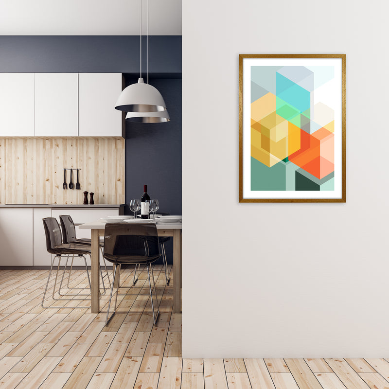 Abstract Colourful Cubes Original A1 Print Only