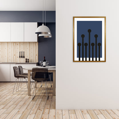 Black and Blue Scandinavian Art A1 Print Only