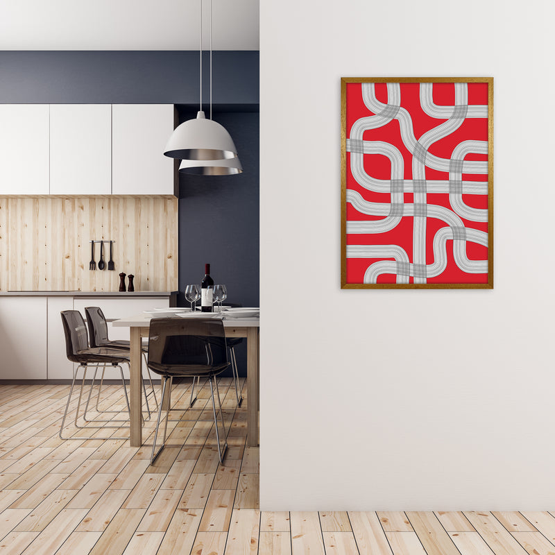 Red Black and White Abstract A1 Print Only