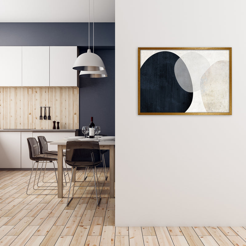 Blue and White Abstract Textured A1 Print Only
