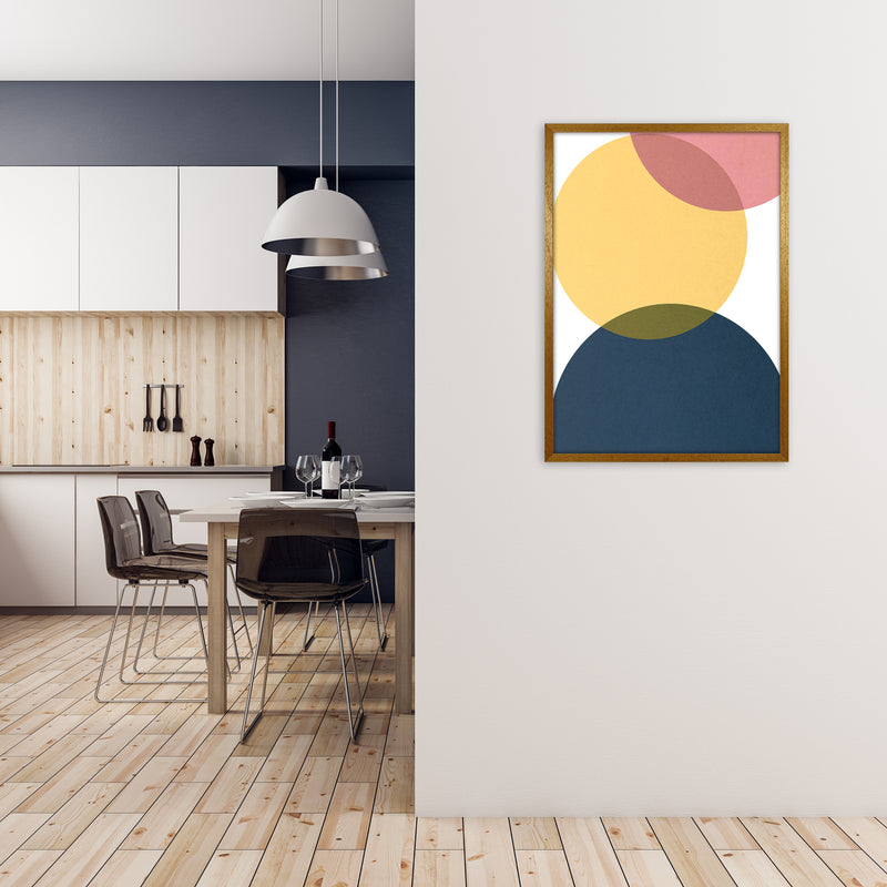 Blue Yellow Pink Pebbles Original A1 Print Only