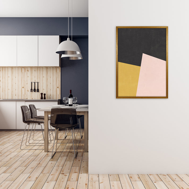 Yellow Pink and Black Abstract A1 Print Only