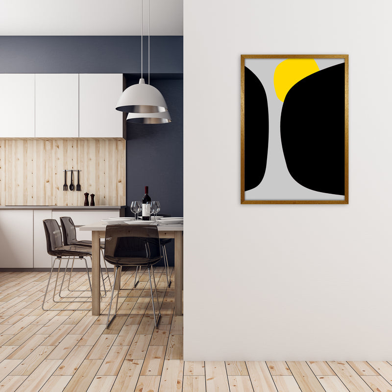 Abstract Black Shapes with Yellow Original B Art Print by Print Punk Studio A1 Print Only