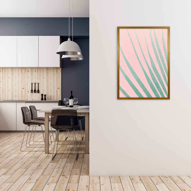 Green Leaves Pink Left Wall Original A1 Print Only