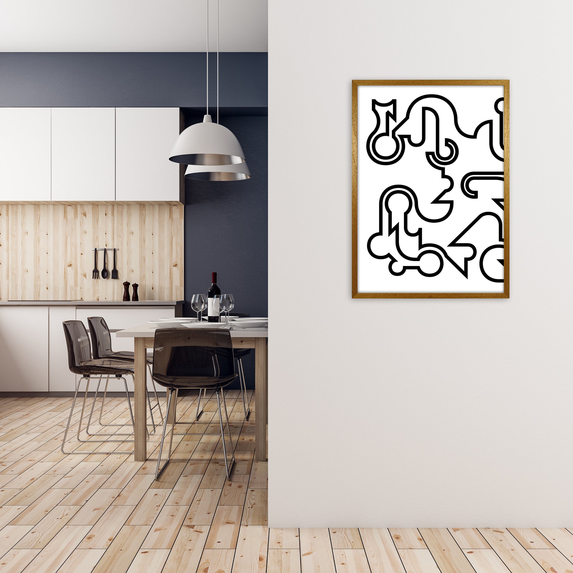 Abstract Black and White Minimal Line Left Art Print by Print Punk Studio A1 Print Only