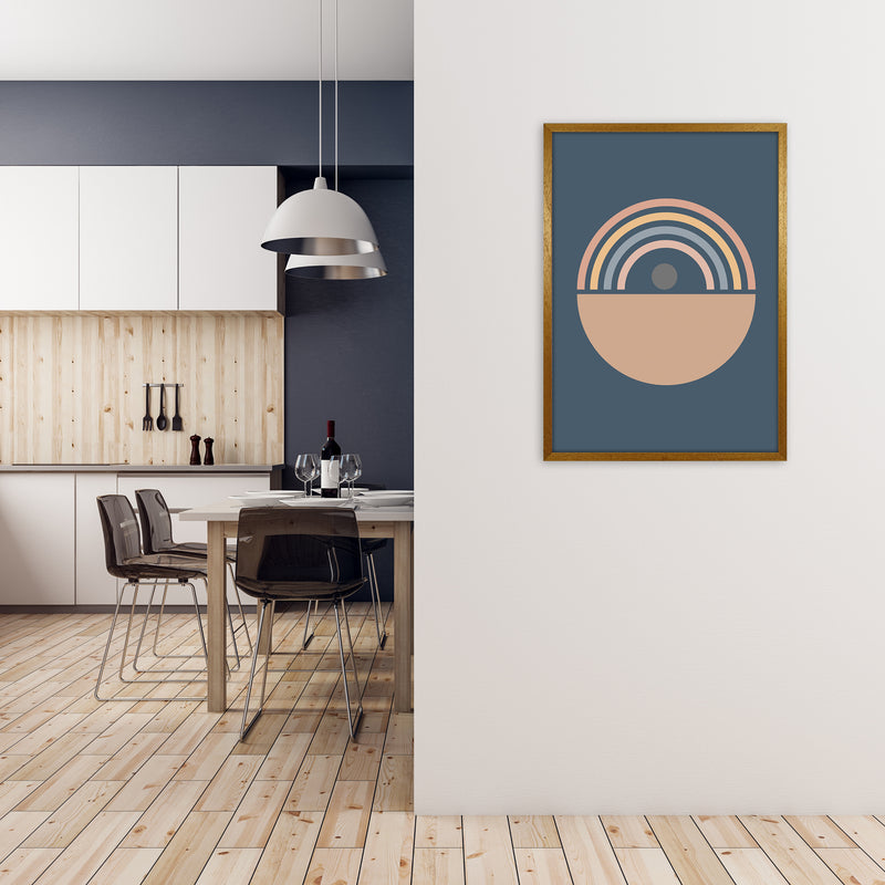 Mid Century Blue Wall Art Print B A1 Print Only