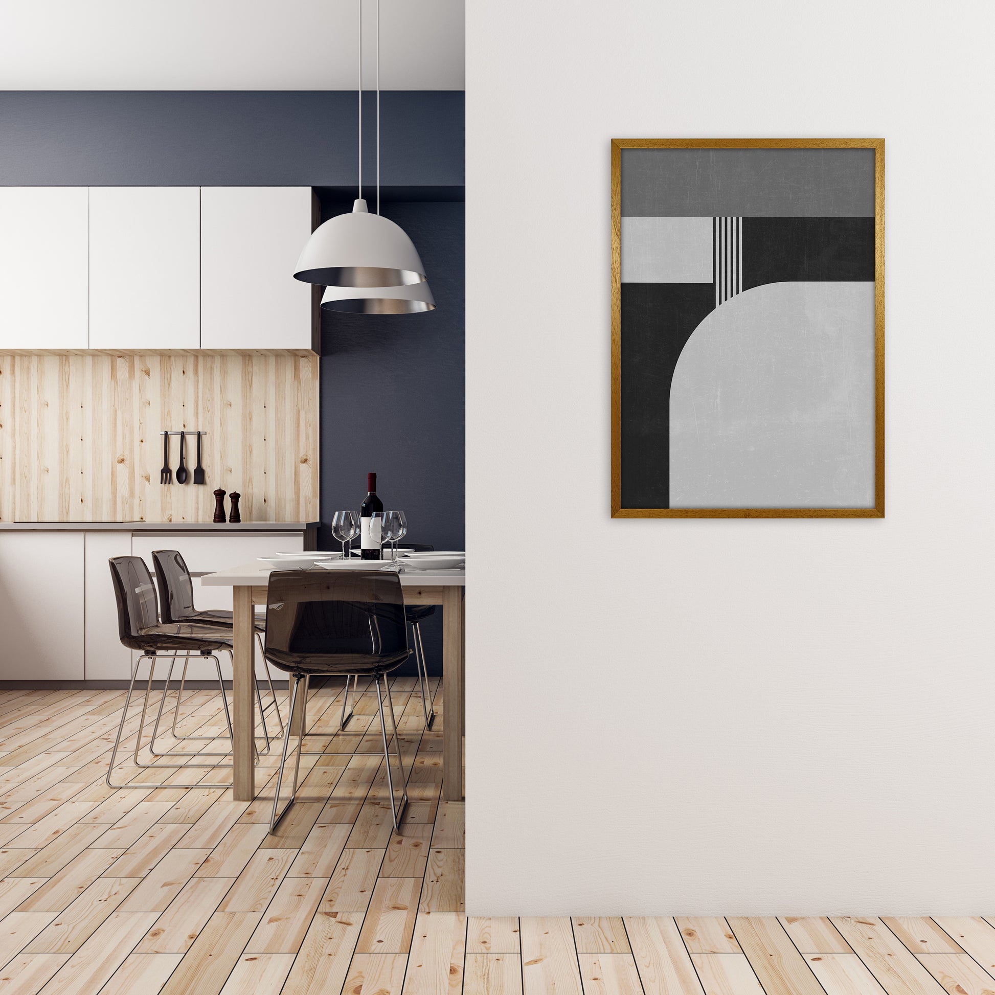 Mid Century Black and White Print A A1 Print Only