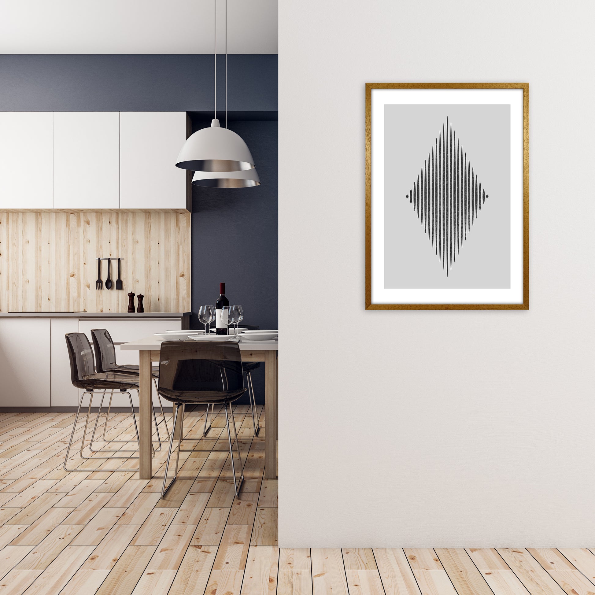 Black and White Lines Diamond A1 Print Only