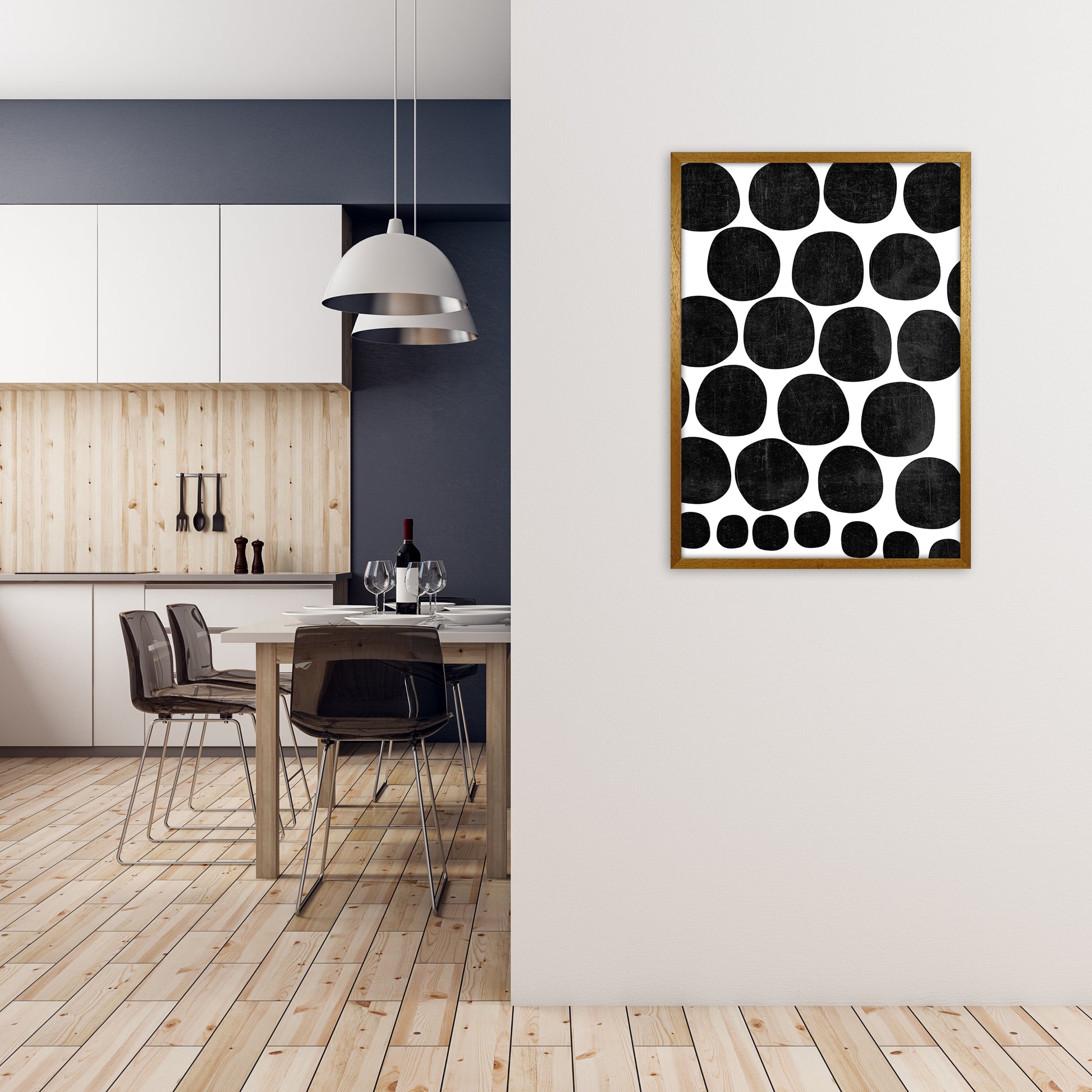 Black Grunge Circles Original A1 Print Only