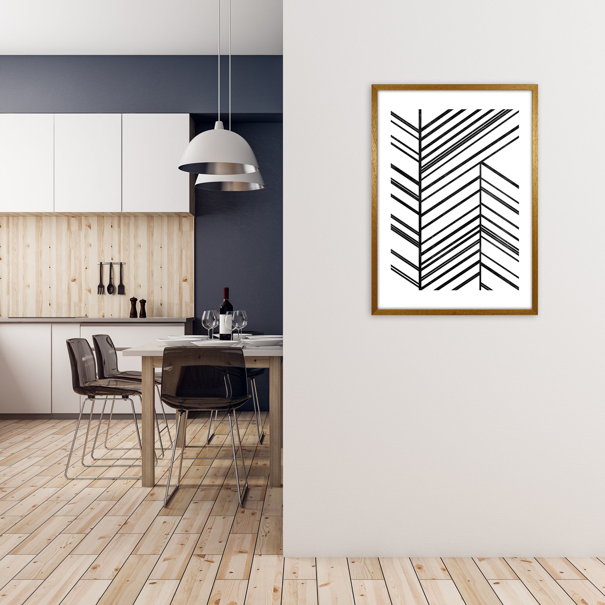 Black White Rough Line Print A1 Print Only