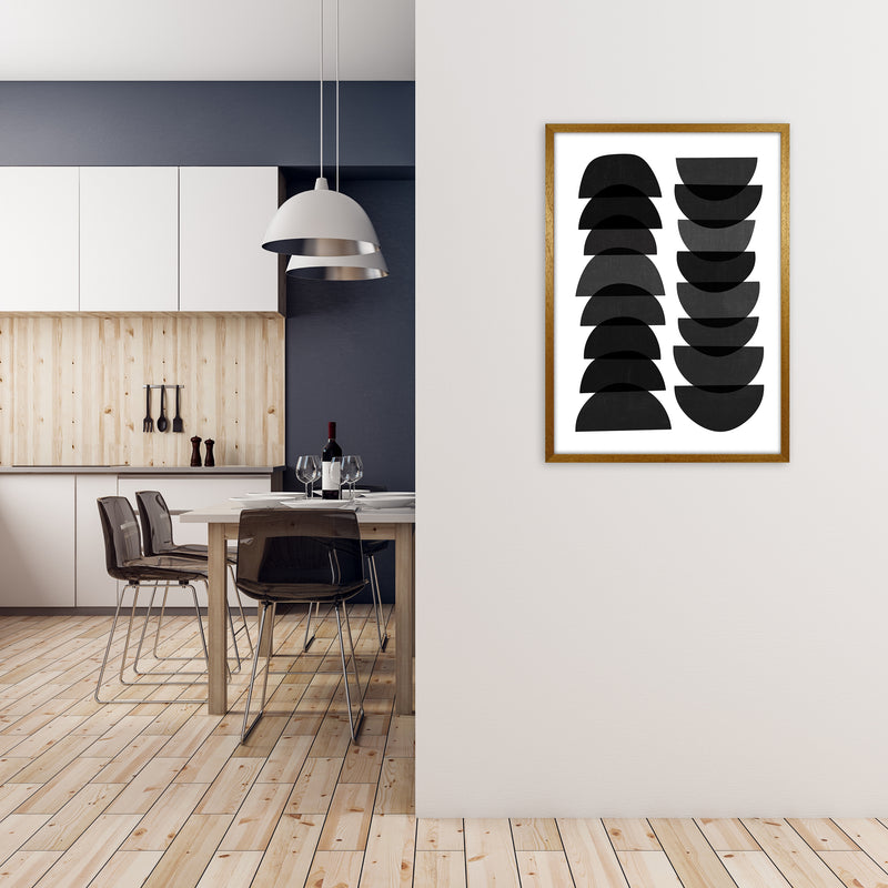 Mid Century Black Half Moons A1 Print Only