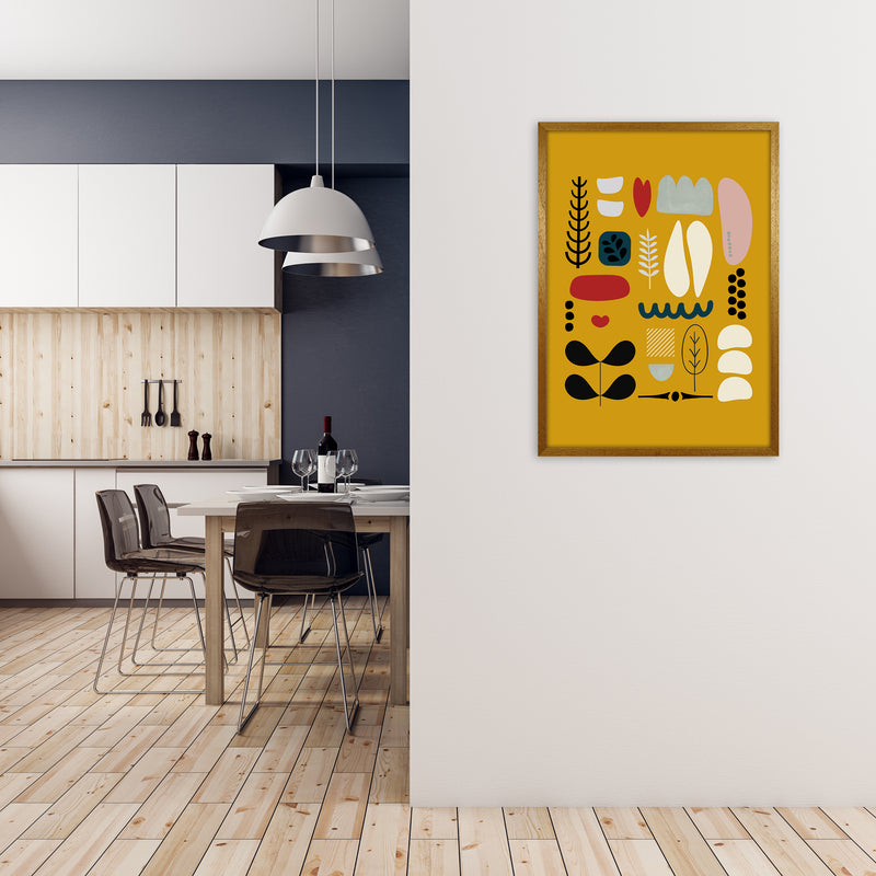 Scandinavian Folk on Yellow Original A1 Print Only