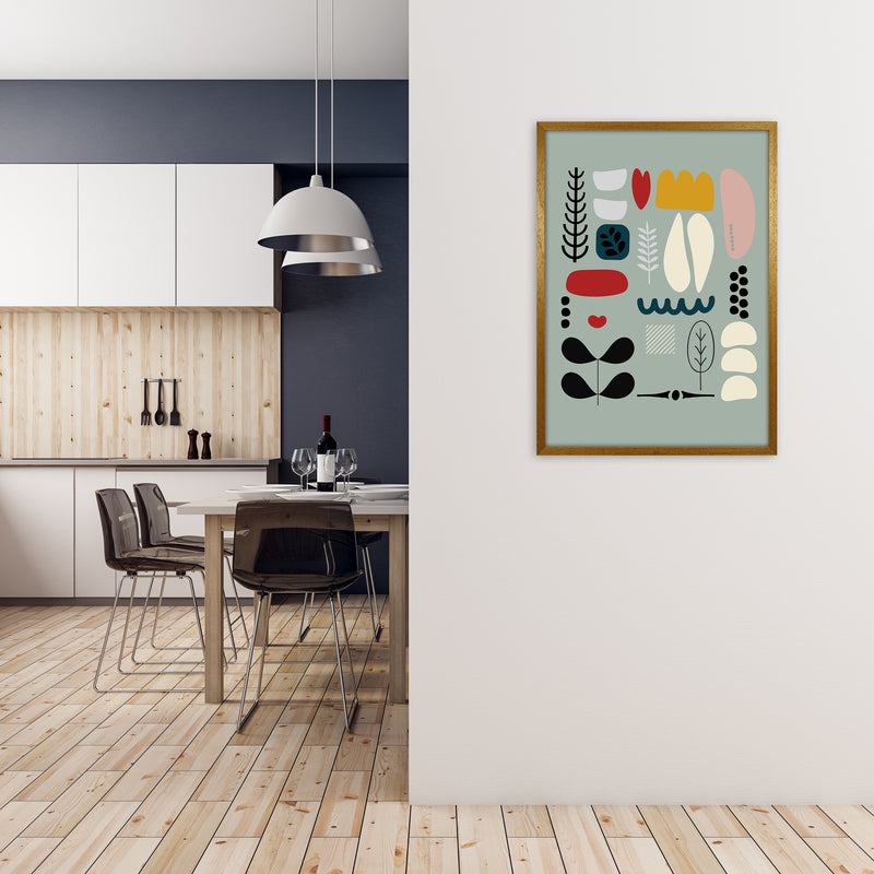 Scandinavian Shapes on Blue Original A1 Print Only