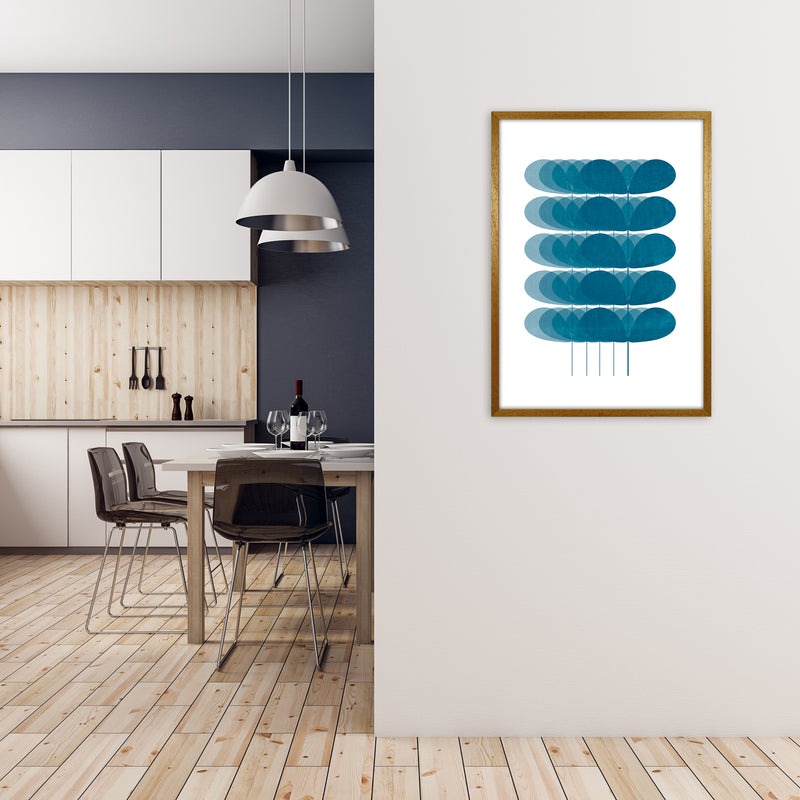 Scandinavian Turquoise Leaves Original A1 Print Only