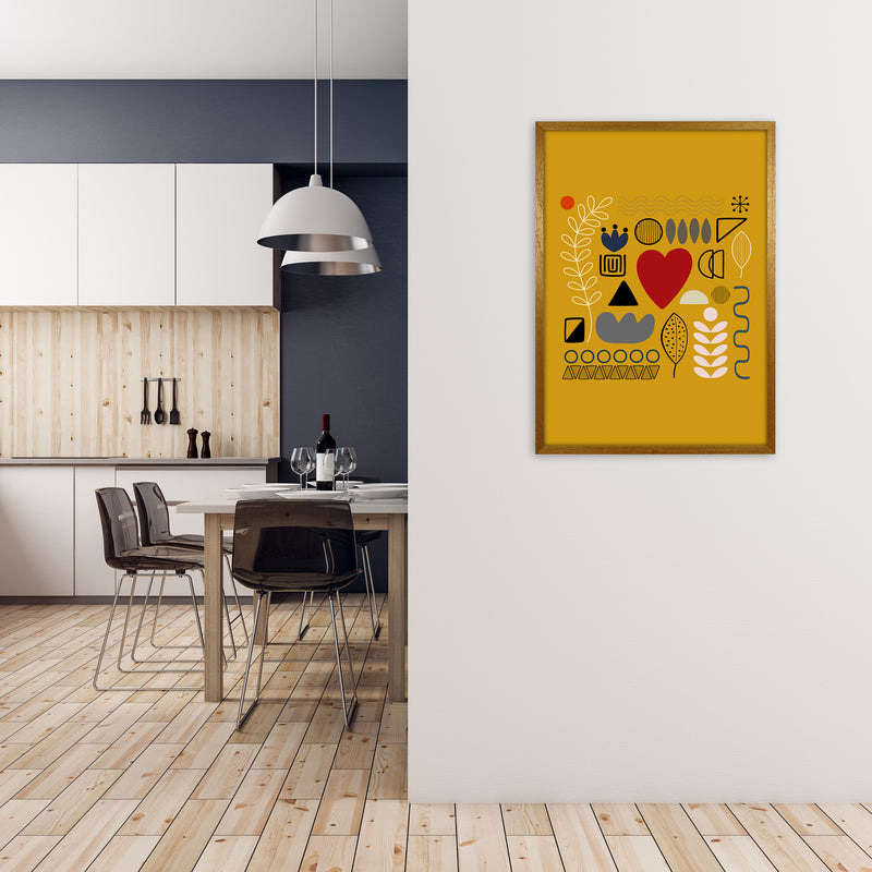 Yellow Scandinavian Abstract Shapes Original A1 Print Only