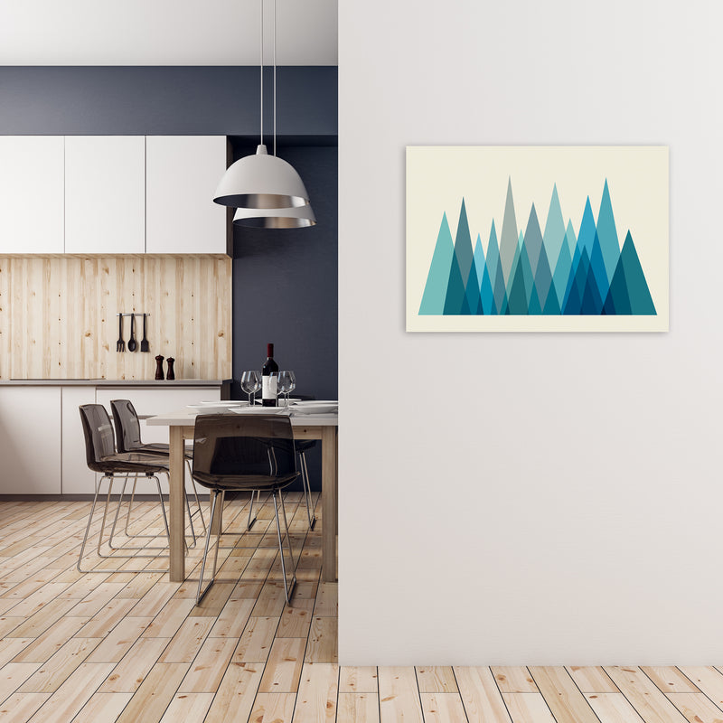 Mid Century Blue Mountains Original A1 Black Frame