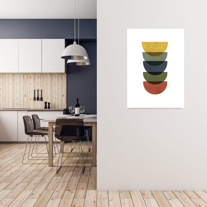Mid Century Rainbow Grunge Original A1 Black Frame
