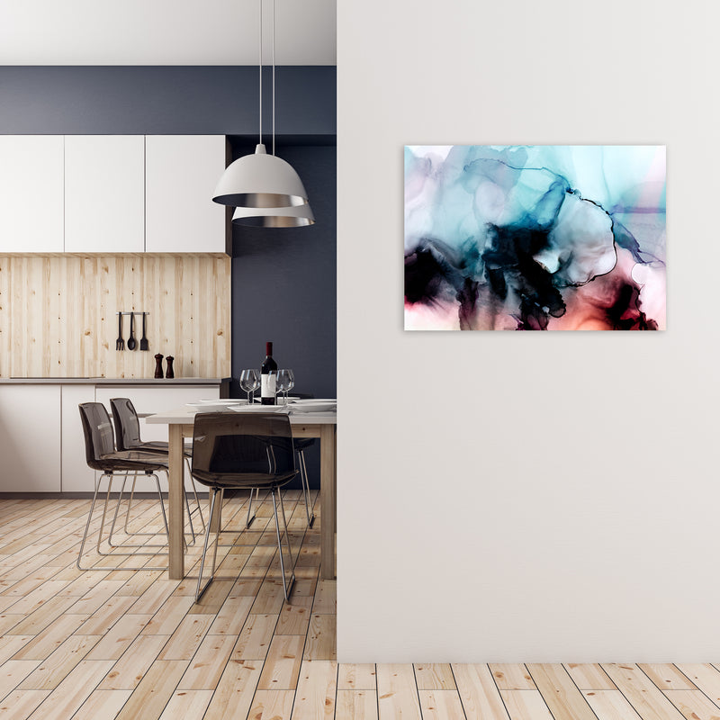 Abstract Watercolor Blue Pink Original A1 Black Frame