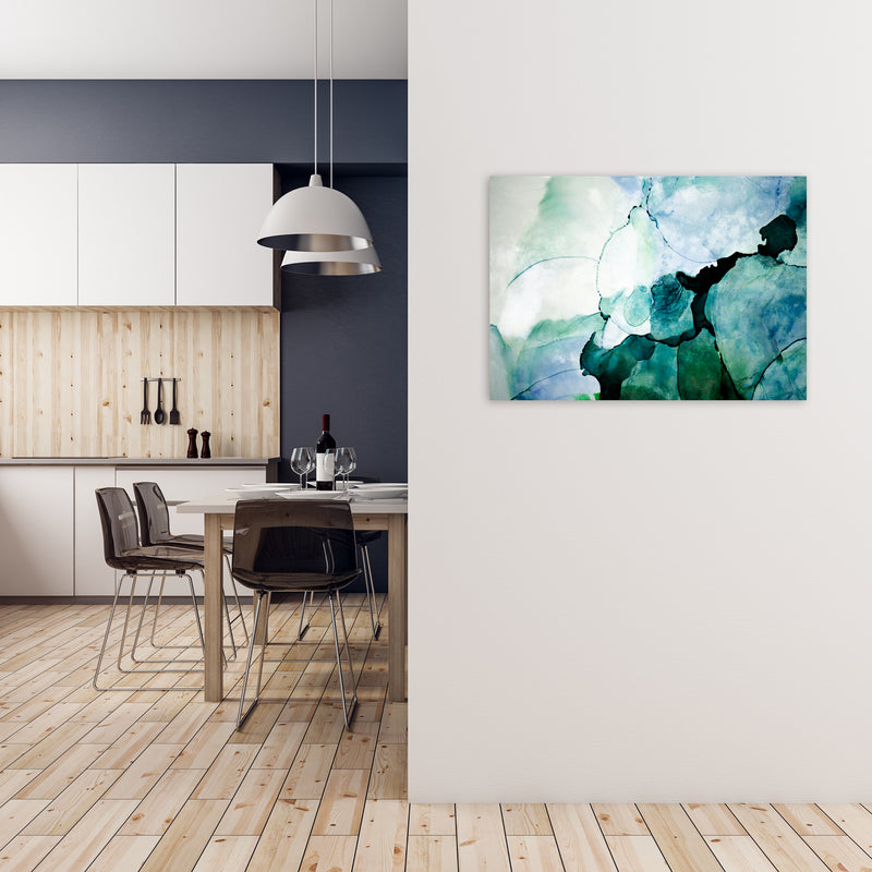 Green Blue Watercolor Art Original A1 Black Frame