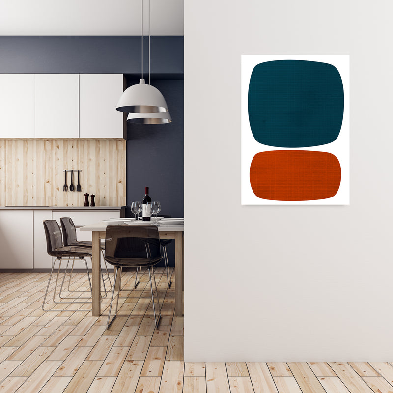 Blue and Orange Mid Century A1 Black Frame