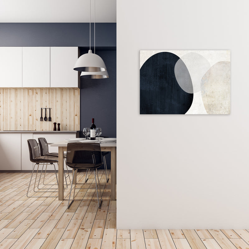 Blue and White Abstract Textured A1 Black Frame