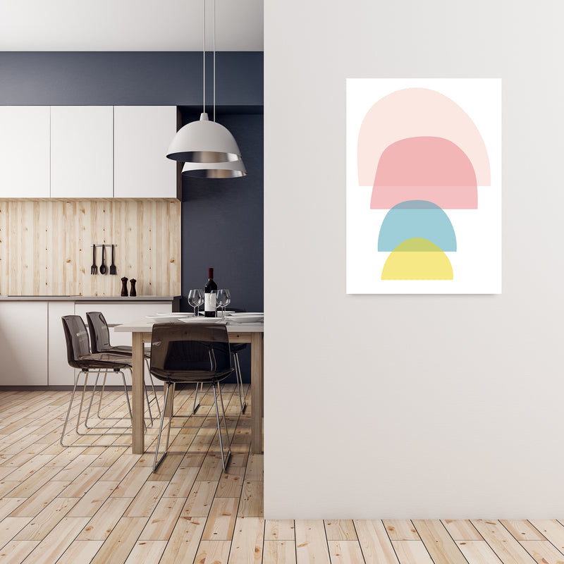 Four Coloured Half Pebbles Original A1 Black Frame