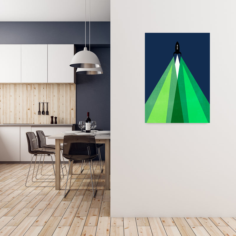 Green and Blue Kids Rocket A1 Black Frame