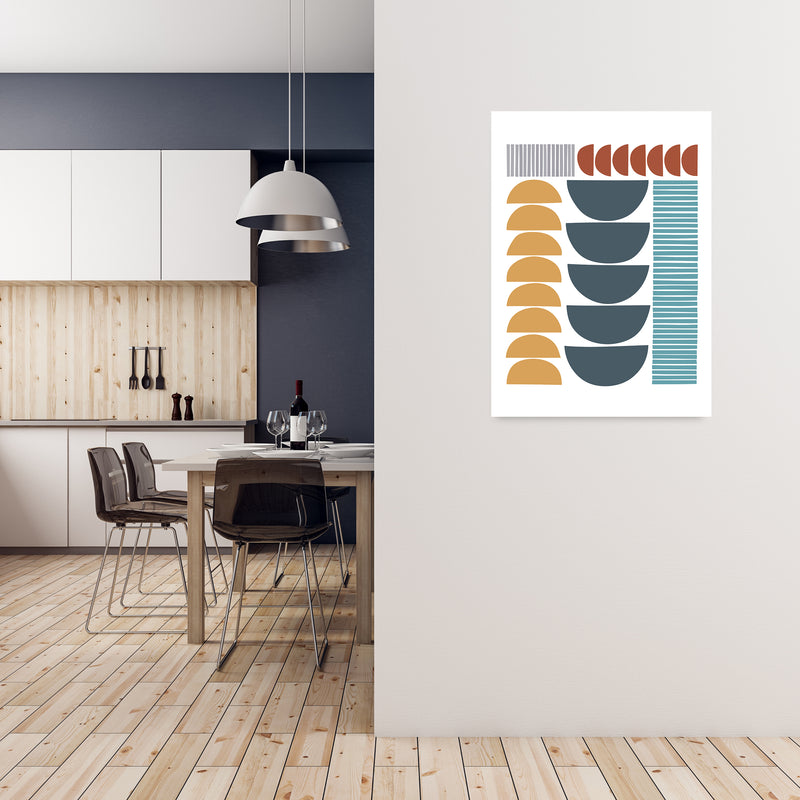 Mid Century Colorful Shapes Original A1 Black Frame