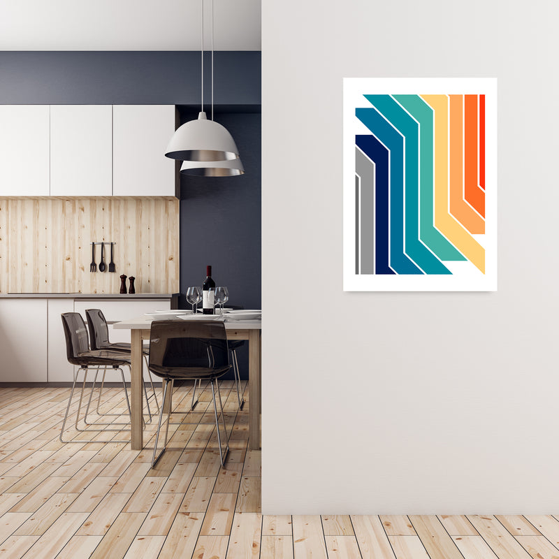 Modern Rainbow Stripes Original2 A1 Black Frame