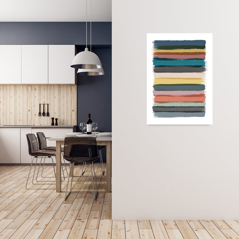 Multicolor Brush Strokes Original A1 Black Frame
