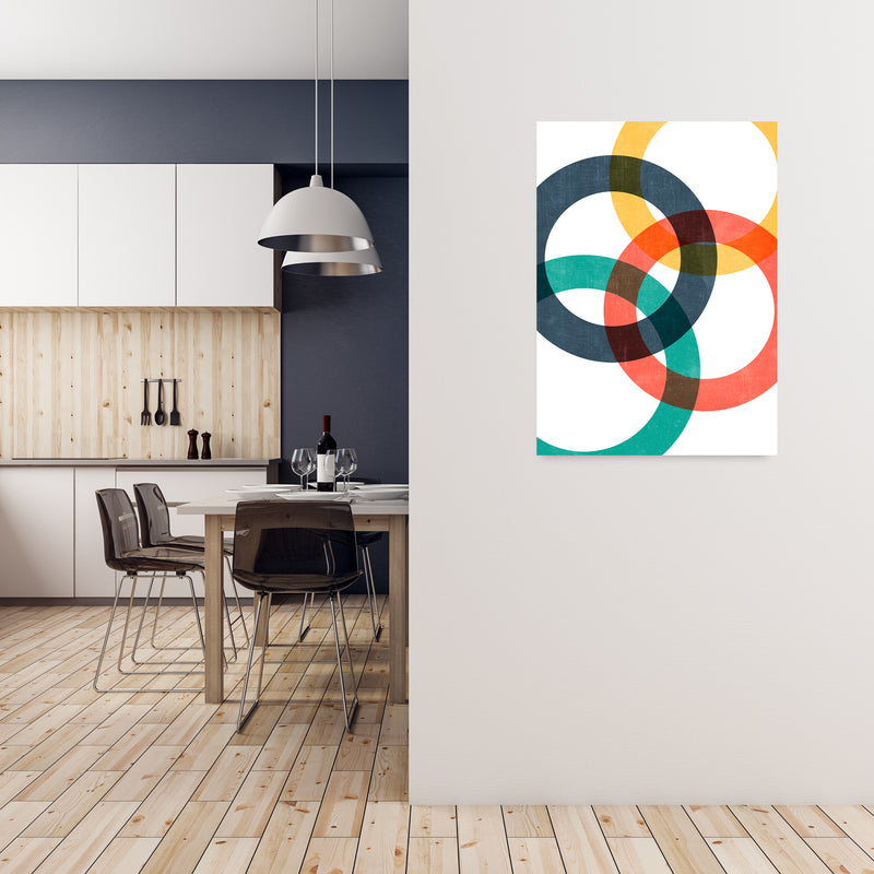 Multicolor Geometric Circles Wall Art A1 Black Frame