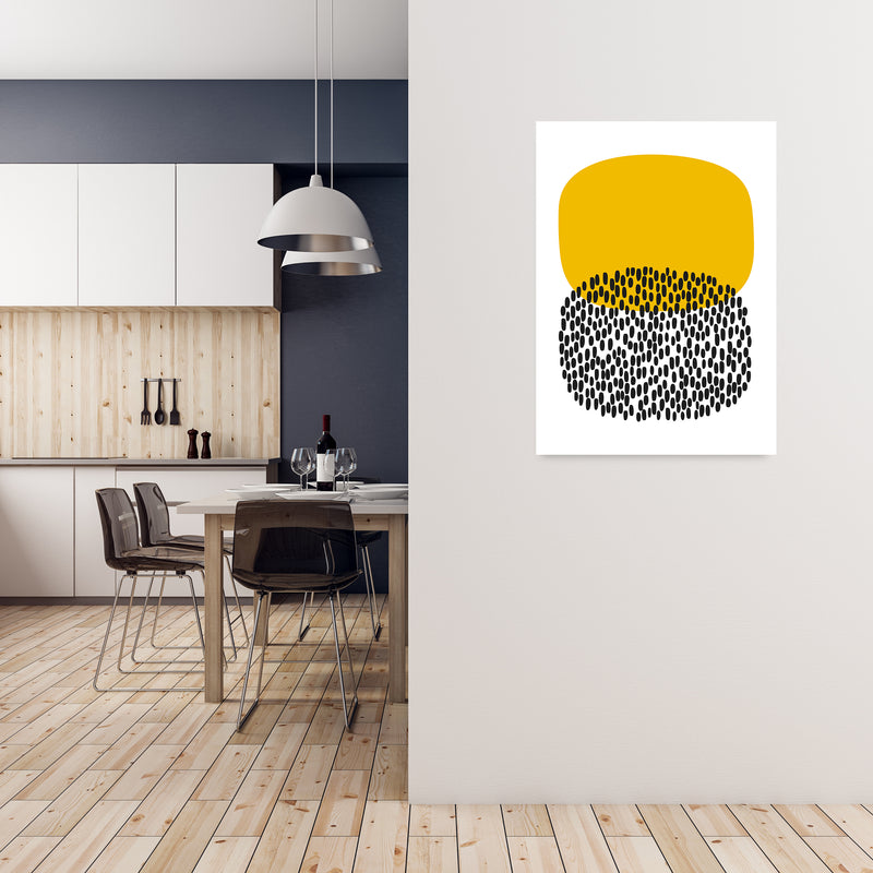 Yellow and Black Dots Original A1 Black Frame