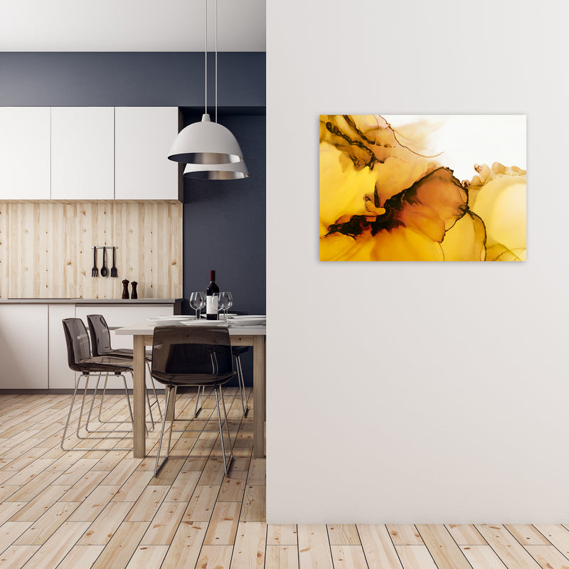 Yellow Watercolor Abstract Original A1 Black Frame
