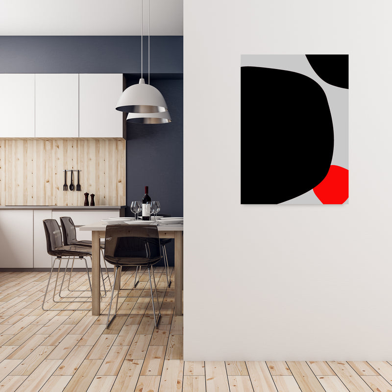 Abstract Black Shapes with Red Original A Art Print by Print Punk Studio A1 Black Frame