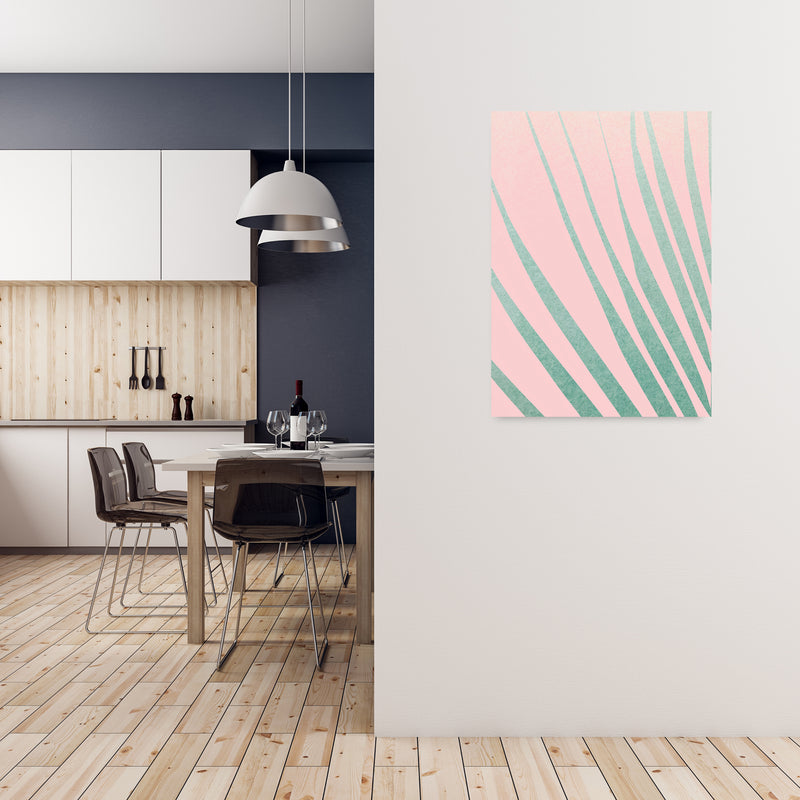Green Leaves Pink Left Wall Original A1 Black Frame
