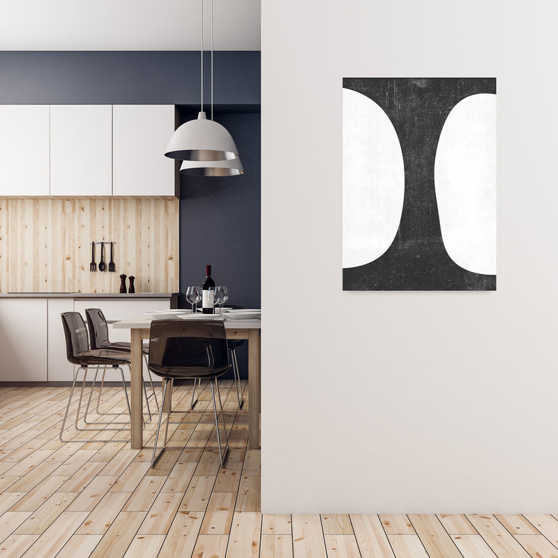 Mid Century Black and White Grunge Wall Art A A1 Black Frame